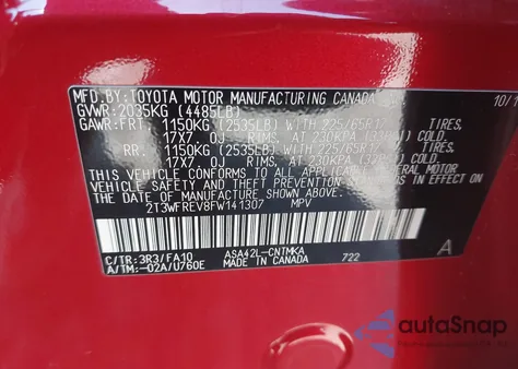 2015 Toyota Rav4 Xle z USA, uszkodzony, nr VIN 2T3WFREV8FW141307